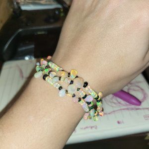 Natural Ethiopian white and black opal bracelet